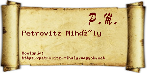 Petrovitz Mihály névjegykártya